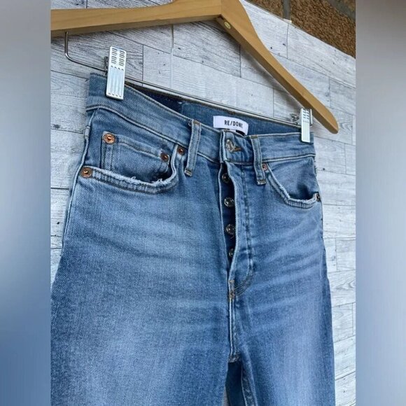 RE/DONE 90s High Rise Ankle Crop Distressed Jeans size 24 - Picture 5 of 11